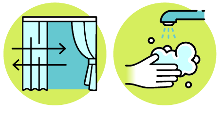 こまめな換気/施術毎の手洗い